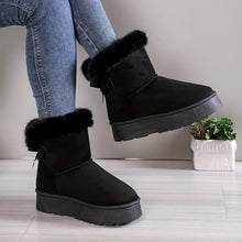 Nelia | Stilvoll Thermal gefüttert Plüsch Bowknot Stiefel – Schwarz