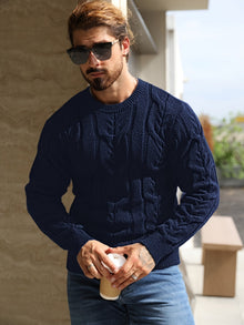 Bavon - Lässiger Gestreifter Pullover – Marineblau