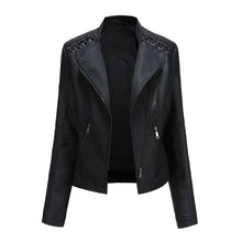 Liriane | Moderne Lederjacke mit buntem Design – Schwarz
