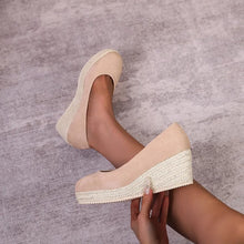 Damen Plateauschuhe mit geflochtener Sohle im Espadrille-Stil - Élodie – Aprikose