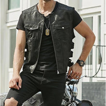 Herrenweste aus Kunstleder im Bikerstil - Ernesto – Schwarz
