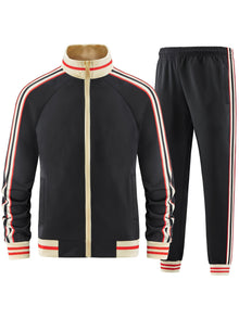 Lässiger stilvoller sportlicher Trainingsanzug Set für Herren | Ideal für Outdoor-Aktivitäten – Schwarz