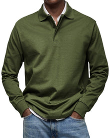 Felix | Luxus Langarm-Poloshirt – Army green