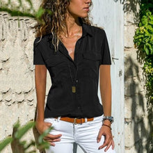 Florence - Streetwear-Bluse mit kurzen Ärmeln – Schwarz