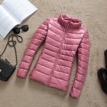 Kerstin | Damen Modische Glänzende Kurze Winterjacke – Rosa