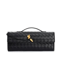 Geflochtene Damen Clutch aus Echtleder – Elegant & Vielseitig – Schwarz