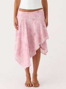Damen Halbrock mit hoher Taille und asymmetrischem Schnitt – Rosa
