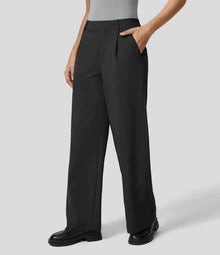Sauzy | Hochtaillierte Stretch-Hose mit geradem Bein – Schwarz