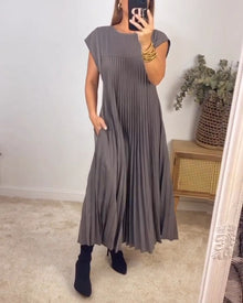 Elise™ – Damen Kleid Hochzeitsgast Mit Eleganten Falten – Grau