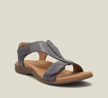 Damen Leder Sandalen mit Fußgewölbestütze für den Sommer – Grau