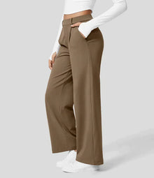 Sauzy | Hochtaillierte Stretch-Hose mit geradem Bein – Sepia