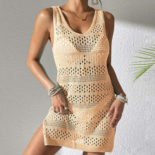 Häkelkleid ohne Ärmel | Transparente Optik | Strandtauglicher Look – Aprikose