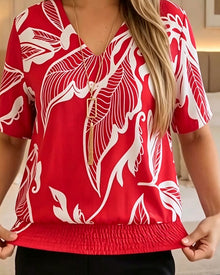 Isheba – Elegante Kurzarmbluse – Rot