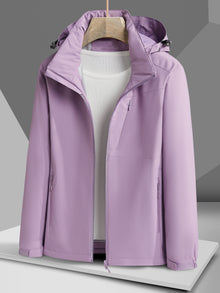 Wasserdichte elegante Fleece-Winterjacke mit Kapuze für Damen | Ideal für den Winter – Helllila