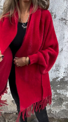 Norlina | Modischer Wickelmantel – Rot