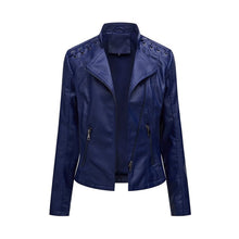 Liriane | Moderne Lederjacke mit buntem Design – Blau