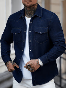 Zeynal - Lässiges Jeans Hemd – Dunkelblau