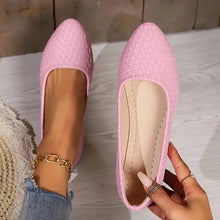 Oriana | Einfache geflochtene Detail spitzen Zehen Flatten – Rosa