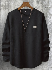 Lyman – Langarm Kapuzenpullover Mit Geometrischem Muster – Schwarz