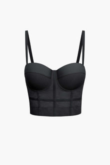 Ida | Figurbetontes Bustier-Top mit Bügel-Cups und transparenter Mesh-Struktur – Schwarz