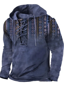 Sandeep – Lässige 3D-Gedruckte Kapuzenjacke – Blau