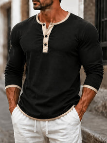 Alper – Langarm Polo Hemd – Schwarz
