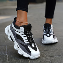 Stylische Chunky-Sneaker mit Dicker, stoßdämpfender Sohle für Damen | Perfekt für den Alltag – Grau Schwarz