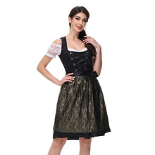 Damen Traditionell Bayerisches Oktoberfest Dirndl Kleid - Johanna – Schwarz/Grau