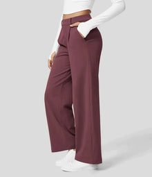 Sauzy | Hochtaillierte Stretch-Hose mit geradem Bein – Rotes Mahagoni