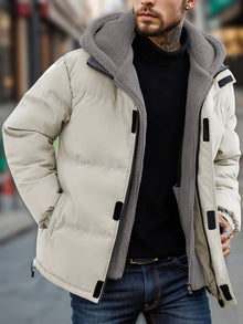 Lässige Kapuzen Daunen-Alternative Winterjacke Mit Taschen Für Herren | Perfekt für den Alltag – Weiß