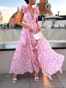 Marina - Zeitloses Klassisches Damen Maxikleid – Rosa