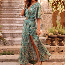 Silke | Stylisches Wickel-Maxikleid – Grün