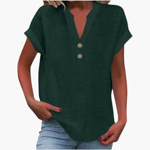 Damen Bluse mit V-Ausschnitt und kurzen Ärmeln für Frühling – Grün