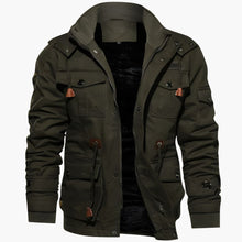 Multi-Pocket Militärjacke für Herren – Grün