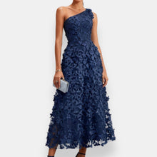 Suniya – Ein Schulter Midi Kleid – Blau