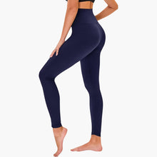 Damen Leggings mit Leopardenmuster und hohem Bund aus Stretchmaterial – Marineblau