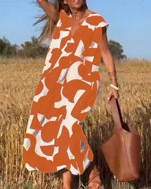 Kendall - Lässiges Abstract Kleid – Orange
