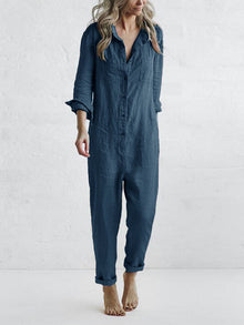 Majia | Damen Lässiger Jumpsuit | Langarm – Blau