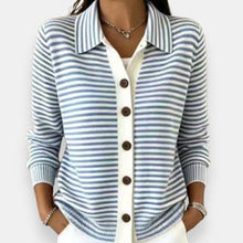Kerana - Gestreifter Strickcardigan Mit Knöpfen – Blau