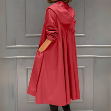Eleganter Mittellanger Herbstsregenmantel für Damen – Rot