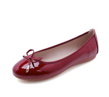 Calliope - Flache Damenschuhe mit Schleifenverzierung – Weinrot