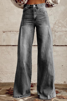 Susan | Stilvolle Denim-Hosen mit weitem Bein – Grau