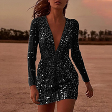 Lumisia™ – Damen Cocktailkleid mit Transparenten Pailletten – Schwarz