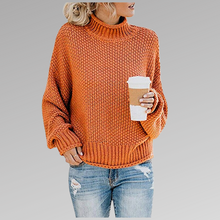Kuscheliger Damen-Strickpullover mit Rollkragen – Modischer Pullover für Herbst und Winter – Orange