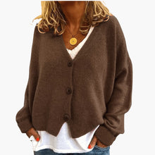 Gwen – Langärmelige Strickjacke – Braun
