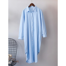 Elena – Blusenkleid mit langen Ärmeln und umgeschlagenem Kragen – Hellblau
