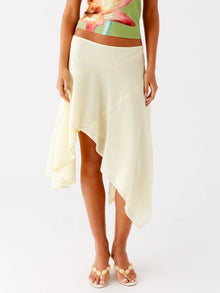 Damen Halbrock mit hoher Taille und asymmetrischem Schnitt – Hellgelb