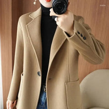 Tiberius | Herbst- und Winterverdickter Tweed Damen Blazer – Beige