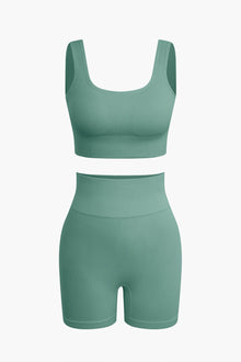 Elaine | Nahtloses Sport-Set mit Crop-Top & Yoga-Shorts – Türkisgrün