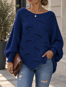 Zeyna – Langärmeliger Strickpullover – Blau